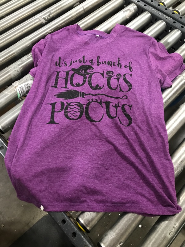 Photo 1 of "ITS JUST A BUNCH OF HOCUS POCUS" WOMENS T-SHIRT- PURPLE- SIZE L