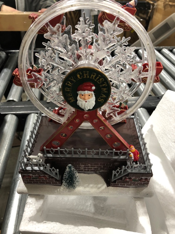 Photo 1 of 11" Christmas Rotating Ferris Wheel with LED Lights,Accompanied by Cheerful Christmas Music,Creates Festive Atmosphere,Christmas Animated Decorations (red)