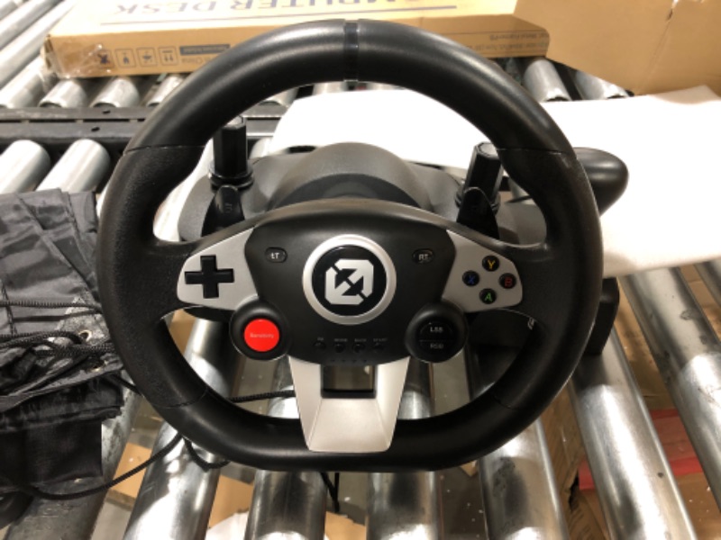 Photo 2 of EVORETRO FURY GT-EV3 Racing Wheel and Pedals for PC, PS4, and Nintendo Switch Games - Gaming Steering Wheel with High Vibration Feedback, Adjustable Clamp and FREE Sack Bag