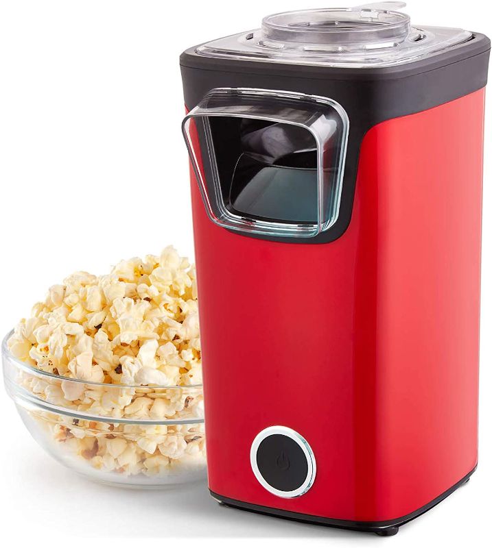 Photo 1 of DASH Turbo POP Popcorn Maker with Measuring Cup to Portion Popping Corn Kernels + Melt Butter, 8 Cup Popcorn Machine - Red
