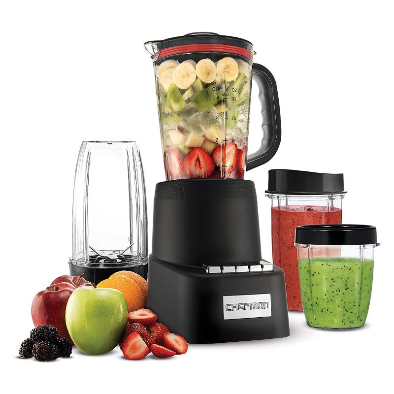 Photo 1 of Chefman Countertop + Travel Dynamic Blender, 32 oz. Capacity, 12-Piece Set, Black
