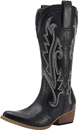 Photo 1 of HISEA Rollda Cowboy Boots Women Western Boots Cowgirl Boots Ladies Pointy Toe Fashion Boots Size 8 
