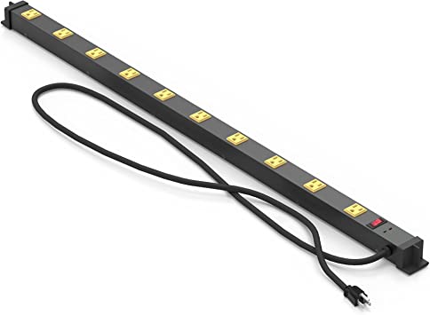 Photo 1 of 10-Outlet Heavy Duty Power Strip Surge Protector Metal Long Extension Cord 6-Foot , SGS Certified,Black(1000J…
