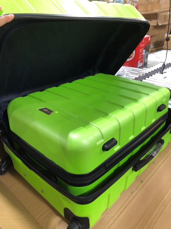Photo 3 of Coolife Luggage 3 Piece Set Suitcase Spinner Hardshell Lightweight TSA Lock 4 Piece Set apple green2