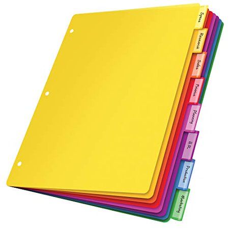 Photo 1 of Oxford Plastic Binder Dividers 8 Tab Insertable Multicolor Tabs Letter Size 6 Sets (89601)
