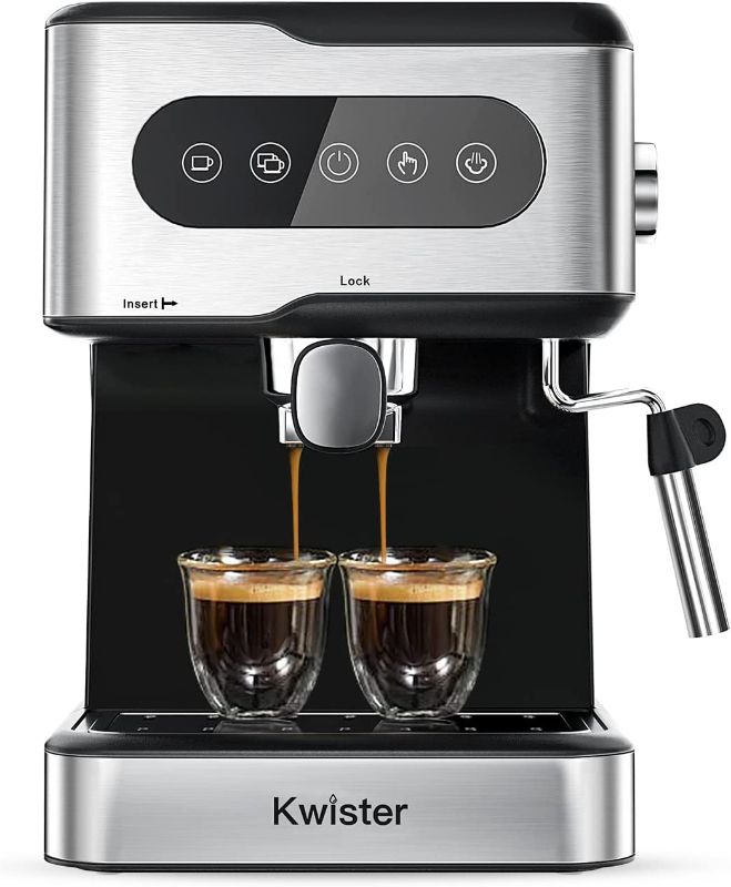 Photo 1 of Kwister Espresso Machine 20 Bar Espresso Coffee Maker Cappuccino Machine with Milk Frother, Digital Touch Panel, 50 OZ Removable Water Tank, Stainless Steel
