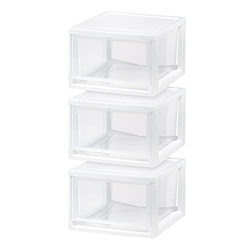 Photo 1 of IRIS Stackable Plastic Storage-Drawer Drawer Organizer Unit 3 Pack White
