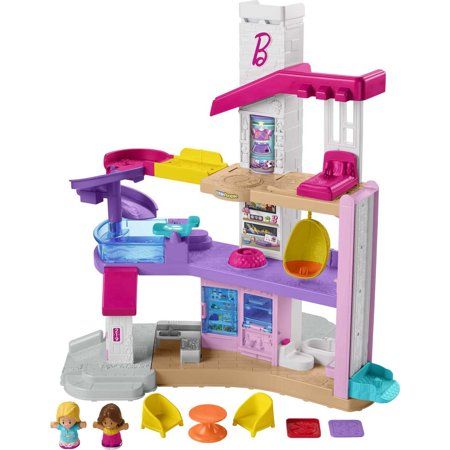 Photo 1 of Barbie Dreamhouse by Fisher-Price Little People Interactive Toddler Playset with Lights Music Phrases Figures and Play Pieces
