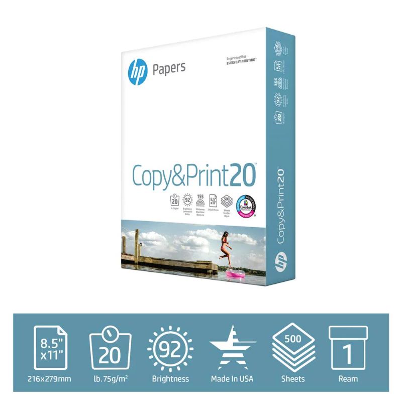 Photo 1 of HP Printer Paper, Copy & Print 20lb, 8.5x11, 1 Ream, 500 Sheets