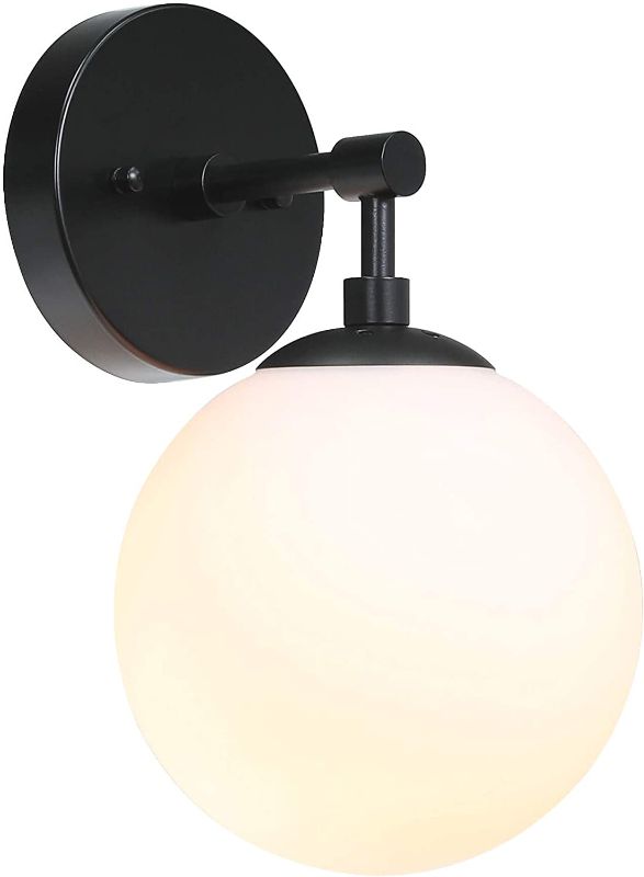 Photo 1 of XiNBEi Lighting Wall Light 1 Light Vintage Wall Sconce with Globe Glass, Bathroom Vanity Light in Matte Black for Bathroom & Bedroom XB-W1211-MBK

