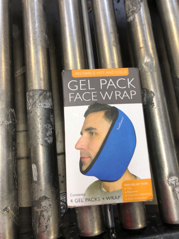 Photo 2 of LotFancy Face Ice Pack Wrap for TMJ, Wisdom Teeth, with 4 Reusable Hot Cold Therapy Gel Packs, Pain Relief for Chin, Head, Oral and Facial Surgery, Dental Implants, Blue