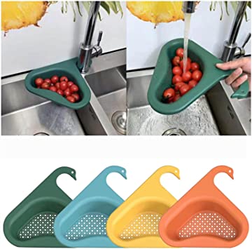 Photo 1 of 3PC Drain Basket Swan Drain Rack for Kitchen Sink,Multi-Functional Hanging Filtering Draining Rack Tray,Wet & Dry Separator,Punch-Free Triangle Sink Drain Shelf Filter Basket Hangs on Faucet 