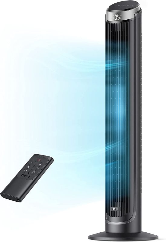 Photo 1 of Dreo Tower Fan for bedroom, 90° Oscillating Fans with remote, 4 Modes 5 Speeds, 12H Timer, Space-Saving, LED Display with Touch Control, 40 Inch Quiet Bladeless Floor Fan for Home Office, Cruiser Pro
