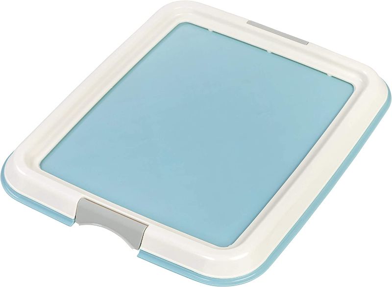 Photo 1 of IRIS USA Pee Pad Holder for Puppy Pads, Dog Pad Holder, Pee Pad Tray for Training Pads, Holds Pads 17x17 or Larger, Blue
