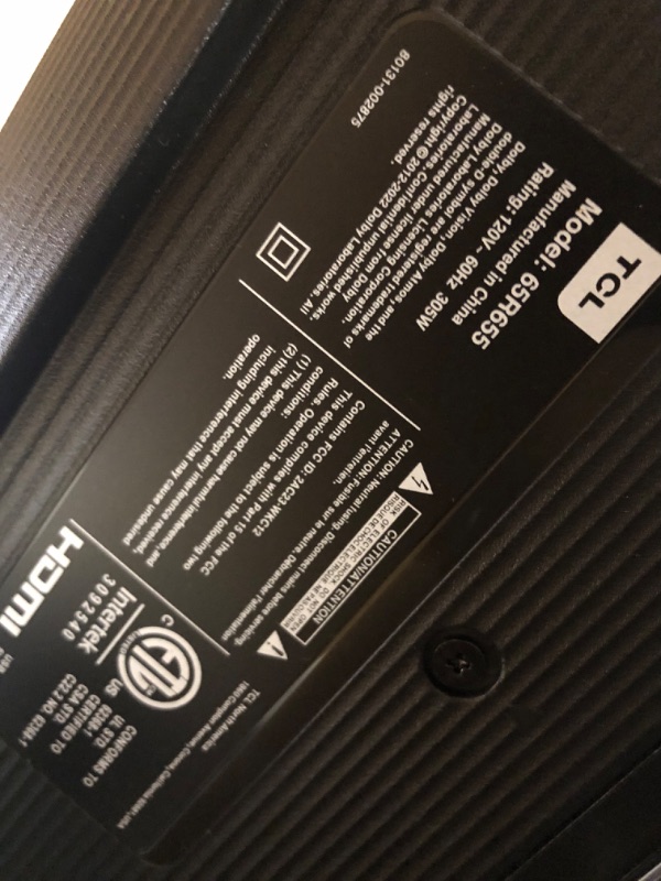 Photo 7 of TCL 65" Class 6-Series 4K Mini-LED UHD QLED Dolby Vision IQ & Atmos, 144Hz VRR, AMD FreeSync Premium Pro, Smart Roku TV – 65R655 (2022 Model),Black
