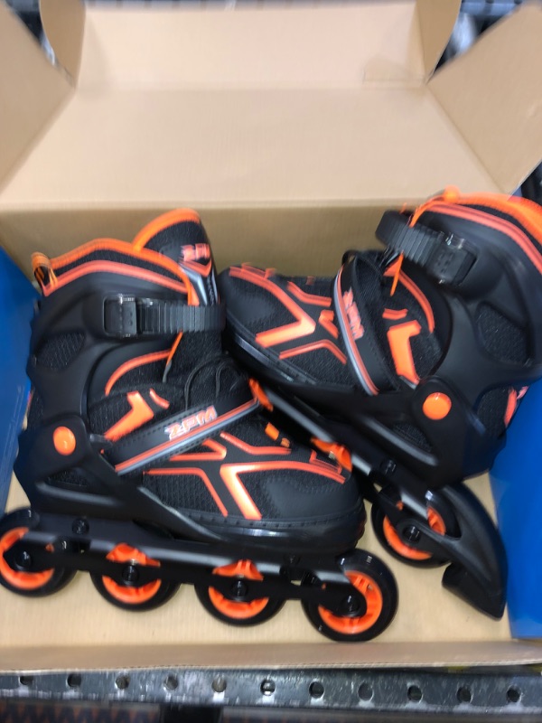 Photo 3 of 2PM SPORTS Torinx Orange/Red/Green Black Boys Adjustable Inline Skates, Fun Roller Blades for Kids, Beginner Roller Skates for Girls, Men and Ladies Orange Large - Youth (4-7 US)