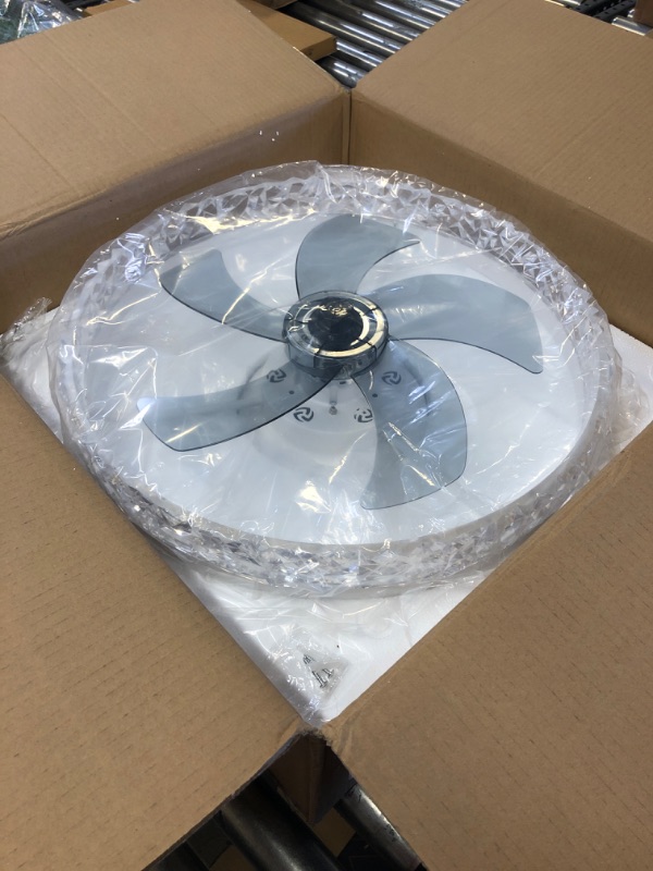 Photo 2 of 19.7" Ceiling Fan with Lights Remote Control, Modern Enclosed Bladeless Ceiling Fan, Dimmable LED 3 Color 6 Speeds Timing Reversible Blades, Indoor Flush Mount Low Profile Ceiling Fan White