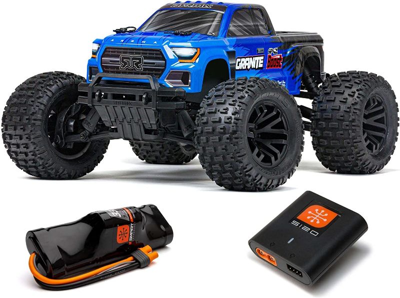 Photo 1 of ARRMA RC Truck 1/10 Granite 4X2 Boost MEGA 550 Brushed Monster Truck RTR with Battery & Charger, Blue, ARA4102SV4T2
