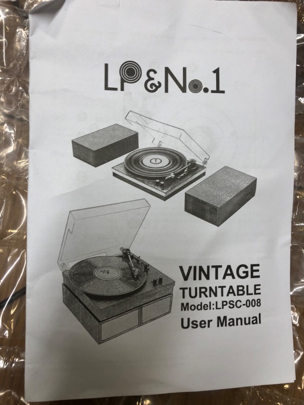 Photo 3 of LP&No.1 Bluetooth Vinyl Record Player with External Speakers, 3-Speed Belt-Drive Turntable for Vinyl Albums with Auto Off and Bluetooth Input, Yellow Wood