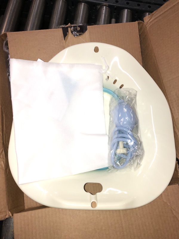 Photo 2 of DiviniTi Sitz Bath for Hemorrhoid Treatment - Sitz Bath for Postpartum Care Yoni Steam Seat Vaginal Steamer Kit - Collapsible, Drain Holes, Flusher Hose - Use w/Sitz Baths Salt - for Women & Men