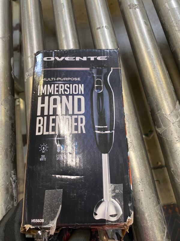 Photo 3 of Ovente Electric Immersion Hand Blender 300 Watt 2 Mixing Speed with Stainless Steel Blades, Powerful Portable Easy Control Grip Stick Mixer Perfect for Smoothies, Puree Baby Food & Soup, Black HS560B
