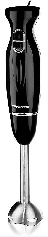 Photo 1 of Ovente Electric Immersion Hand Blender 300 Watt 2 Mixing Speed with Stainless Steel Blades, Powerful Portable Easy Control Grip Stick Mixer Perfect for Smoothies, Puree Baby Food & Soup, Black HS560B
