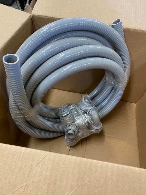 Photo 2 of 1inch 25ft Electrical Conduit Kit,with 5 Straight and 3 Angle Fittings Included,Flexible Non Metallic Liquid Tight Electrical Conduit(1" Dia, 25 Feet) 1IN,25FT