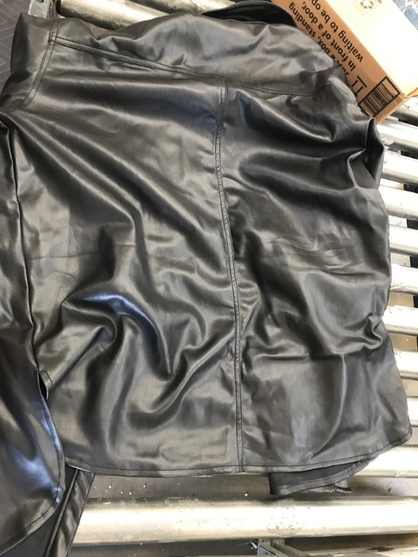Photo 1 of mens large black leather button up shirt