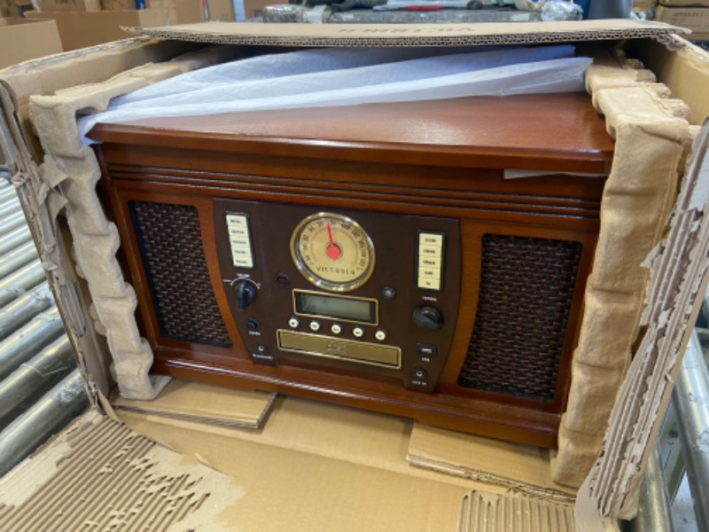 Photo 3 of Victrola VTA-750B Aviator Wooden 7-in-1 Nostalgic Record Player with Bluetooth and Digital CD Encoding