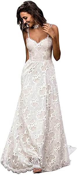 Photo 1 of SIZE UNKNOWN - RYANTH Women's Lace Boho Wedding Dresses Long for Bride 
