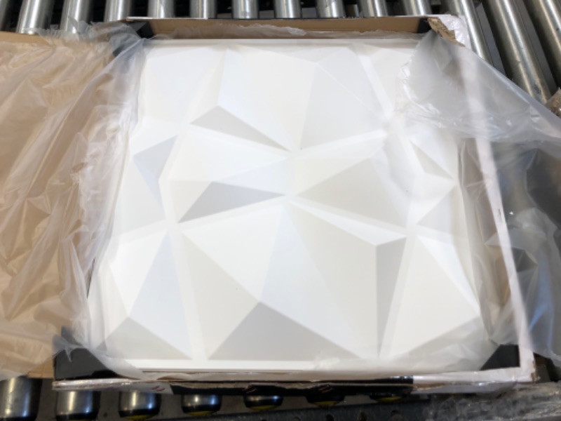 Photo 2 of Art3d Textures 3D Wall Panels White Diamond Design Pack of 12 Tiles 32 Sq Ft (PVC) Matt White
