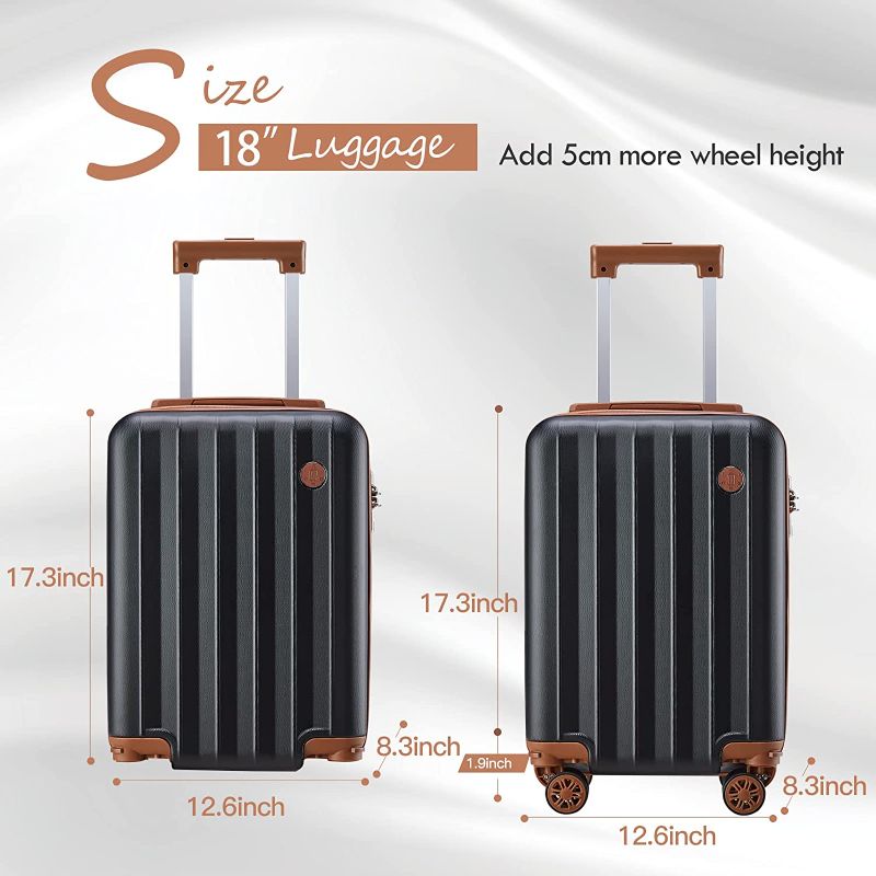 Photo 1 of imiomo 18 Inch Carry On Suitcase (Black&Brown)… Black Brown