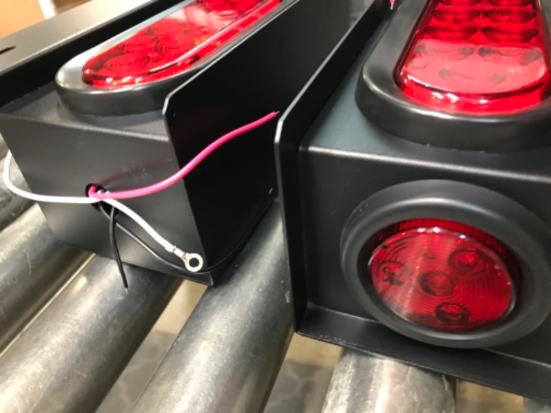 Photo 4 of 2 Steel Trailer Light Boxes w/6" LED Oval Tail Lights & 2" LED Red Round Side Lights w/ wire connectors