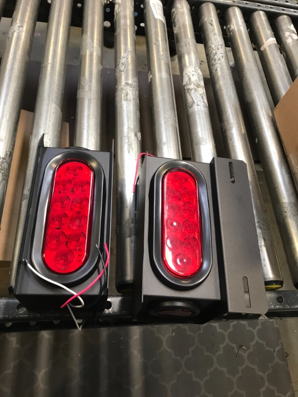 Photo 2 of 2 Steel Trailer Light Boxes w/6" LED Oval Tail Lights & 2" LED Red Round Side Lights w/ wire connectors