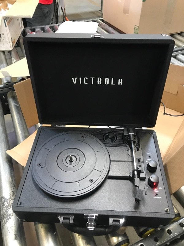 Photo 2 of Victrola Vintage 3-Speed Bluetooth Portable Suitcase Record Player with Built-in Speakers | Upgraded Turntable Audio Sound| Includes Extra Stylus | Black, Model Number: VSC-550BT-BK, 1SFA