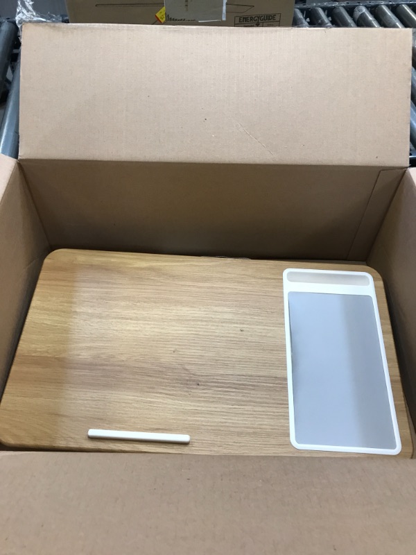 Photo 2 of LapGear Home Office Lap Desk with Device Ledge, Mouse Pad, and Phone Holder - Oak Woodgrain - Fits up to 15.6 Inch Laptops - Style No. 91589 Oak Woodgrain Right-Handed