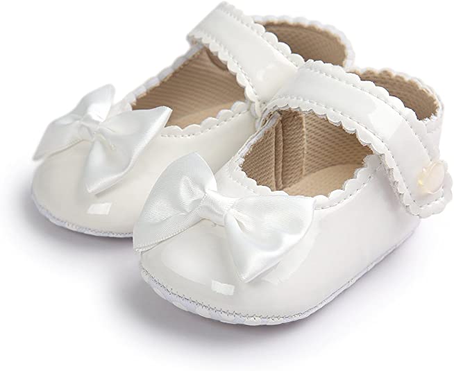 Photo 1 of Meckior Infant Baby Girls Soft Sole Bowknot Princess Wedding Dress Mary Jane Flats Prewalker Newborn Light Baby Sneaker Shoes SIZE 0-6 MONTHS INFANT 