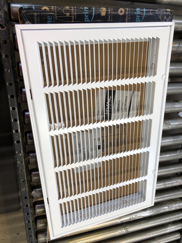 Photo 2 of 24" X 14 Steel Return Air Filter Grille for 1" Filter - Fixed Hinged - Ceiling Recommended - HVAC Duct Cover - Flat Stamped Face - White [Outer Dimensions: 26.5 X 15.75] 24 X 14