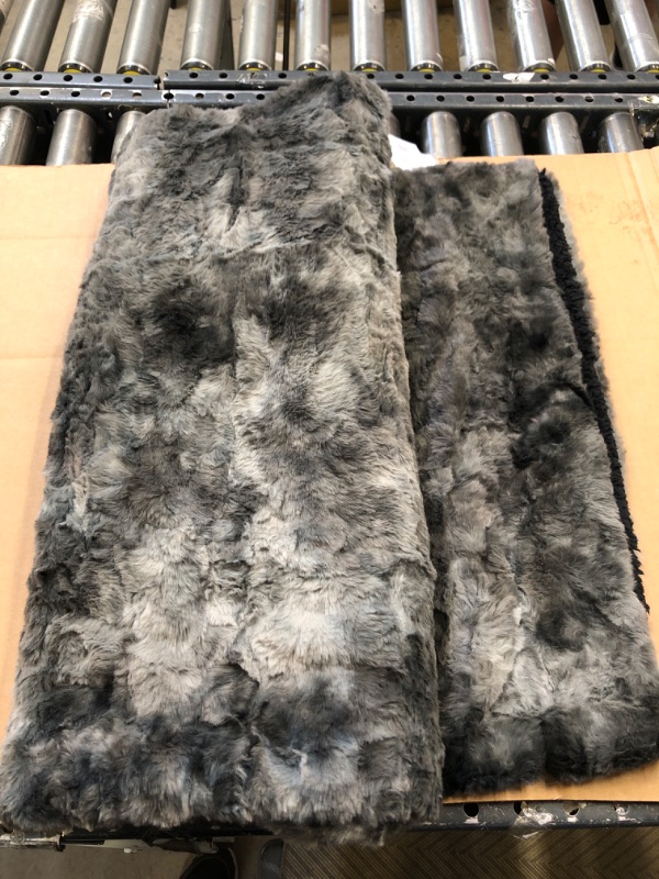 Photo 2 of Amazon Basics Fuzzy Faux Fur Sherpa Throw Blanket, 50"x60" - Moonlit Black Throw (50 in x 60 in) Moonlit Black