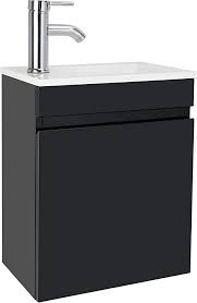 Photo 1 of AHB 16" Bathroom Vanity W/Sink Combo for Small Space, Wall Mounted Bathroom Cabinet Set with Chrome Faucet Pop Up Drain U Shape Drain(Black)…
