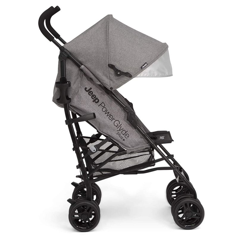 Photo 1 of Jeep PowerGlyde Plus Stroller by Delta Children - Lightweight Travel Stroller with Smoothest Ride, Aluminum Frame, 4-Position Recline, Extra Large Storage Basket, Black 
