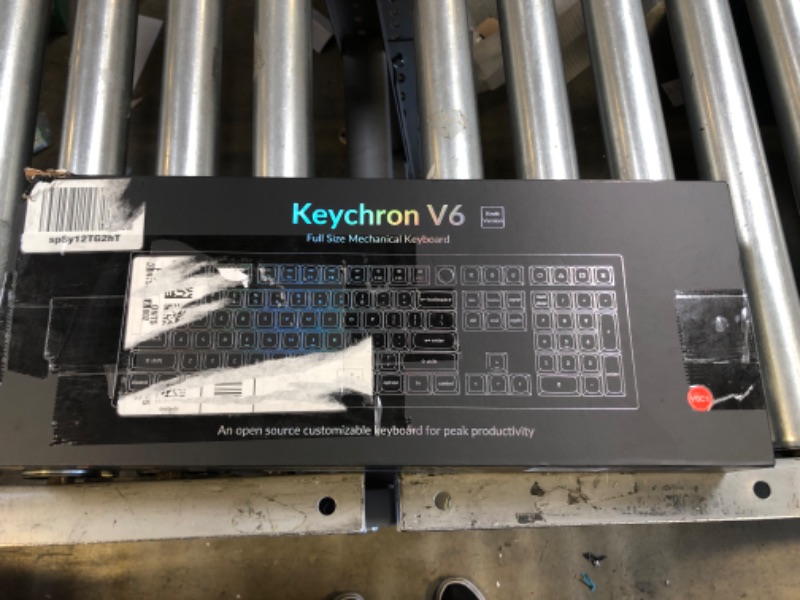 Photo 3 of Keychron V6 Wired Custom Mechanical Keyboard Knob Version, Full-Size QMK/VIA Programmable with Hot-swappable Keychron K Pro Red Switch Compatible with Mac Windows Linux (Frosted Black-Translucent)
