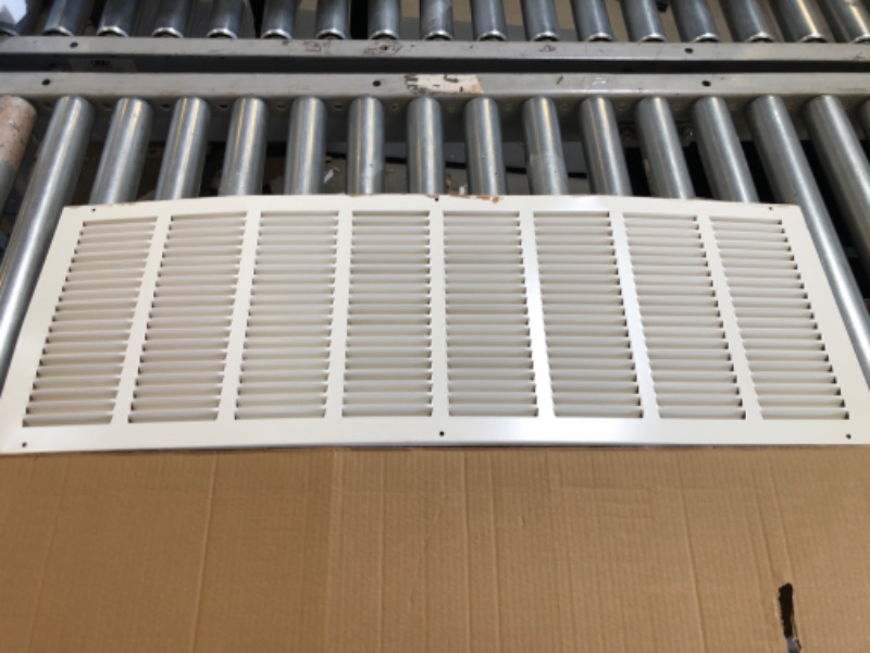 Photo 2 of 32"W x 10"H [Duct Opening Measurements] Steel Return Air Grille (HD Series) Vent Cover Grill for Sidewall and Ceiling, White | Outer Dimensions: 33.75"W X 11.75"H for 32x10 Duct Opening Duct Opening Size: 32"x10"