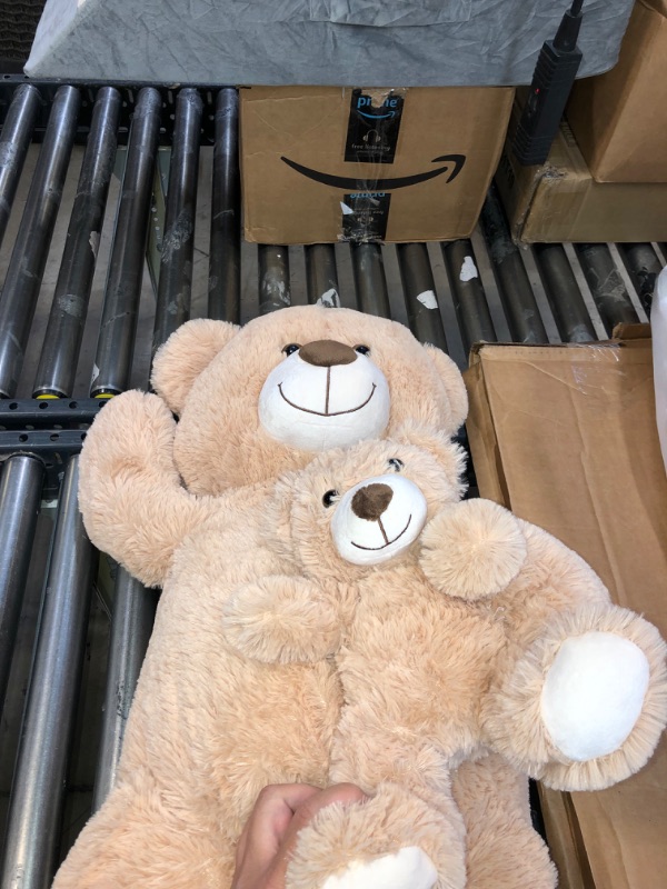 Photo 2 of MorisMos Giant Teddy Bear Mommy and Baby Bear Soft Plush Bear Stuffed Animal for Teddy Bear Baby Shower, Tan, 39 Inches
