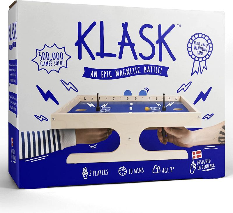 Photo 1 of KLASK: The Magnetic Award-Winning Party Game of Skill - for Kids and Adults of All Ages That’s Half Foosball, Half Air Hockey