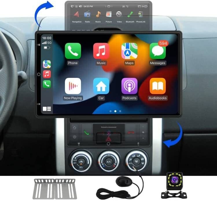 Photo 1 of 13.6 inch Tesla Style Android Car Stereo with Wireless Carplay,Tesla Radio Universal,1 Din Electric Automatic Rotation Touch Screen Bluetooth for Toyota Ford Honda Nissan Jeep (Android 9.0 4G+64)