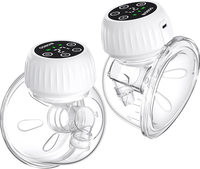 Photo 1 of  Hands Free Breast Pump, Wearable Breast Pump with Silicone Massage Petal Function, Portable Electric Breast Pump 2 Packs - White