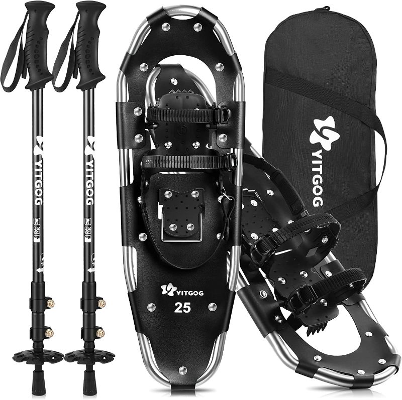 Photo 1 of YITGOG 3-in-1 Snowshoes for Women Men Youth Kids, Lightweight Aluminum Alloy Snow Shoes with Trekking Poles and Carrying Bag Easy to Wear, Size 21''/25''/30'', SIZE 25 