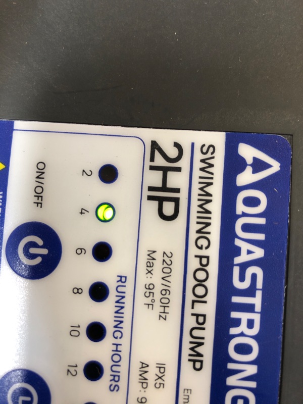 Photo 1 of Aquastrong 2 HP In/Above Ground Pool Pump with Timer, 220V, 8917GPH, High Flow, Powerful Self Primming Swimming Pool Pumps with Filter Basket