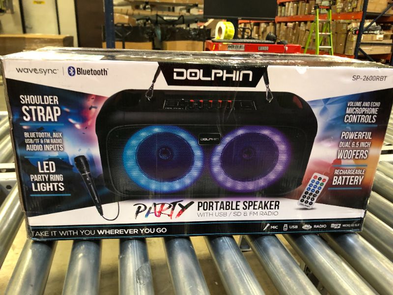 Photo 5 of Dolphin New Upgraded 2023 SP-2600RBT Portable Bluetooth Speaker - Crisp Sound & BASS - Dual 6.5" Woofer, 1" Tweeter, Boombox